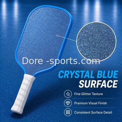 OEM Pickleball Paddle, Crystal Blue Durable Surface, Textured Carbon Fiber Face Foam Core